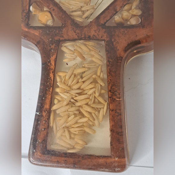 70s Lucite Butterfly & Grains Spoon Vintage Kitchen Decor Earthy - Picture 4 of 5